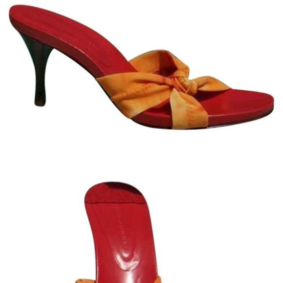 Donald Pliner Orange Tie Dye Mesh Elastic Leather Strappy Shoe Sandal $225 NIB - Picture 5 of 5